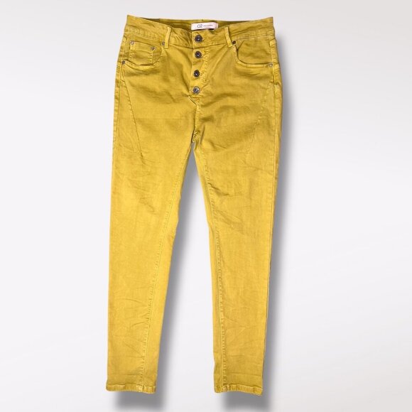 Q2 Premium Denim Acid Green High Rise Button Fly Skinny Jeans Size 6 - Picture 1 of 9